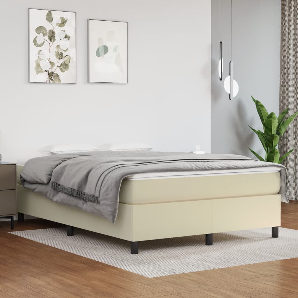 Estrutura de cama com molas 140x190 cm couro artificial cor creme