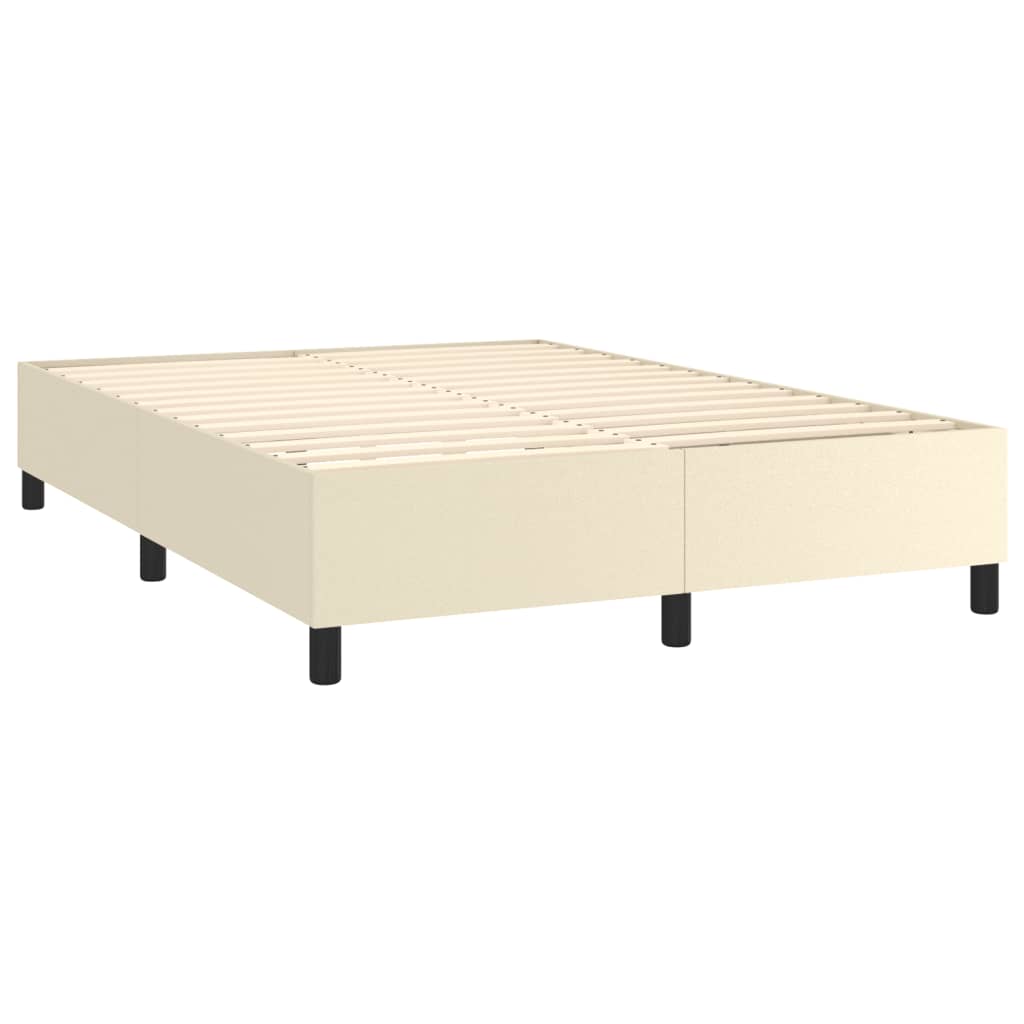 Estrutura de cama com molas 140x190 cm couro artificial cor creme