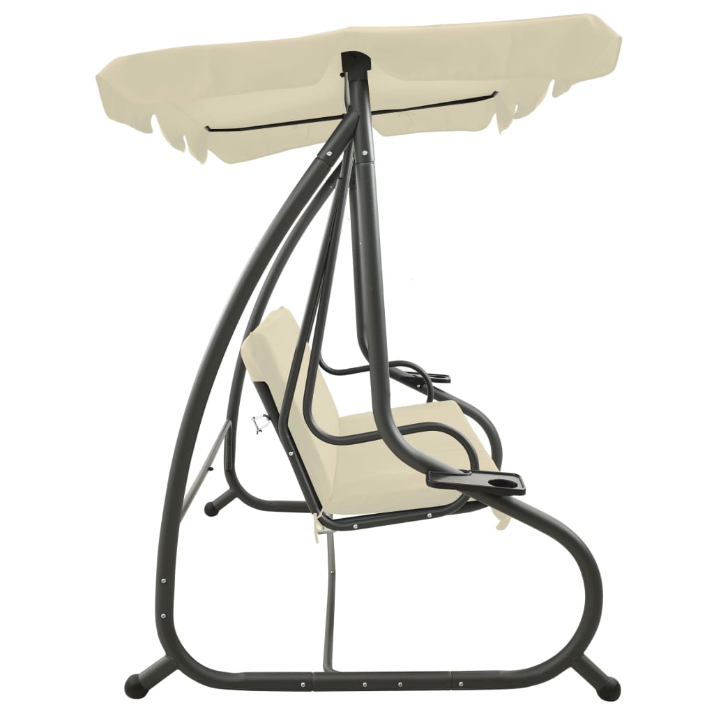 Baloiço de jardim com toldo branco areia