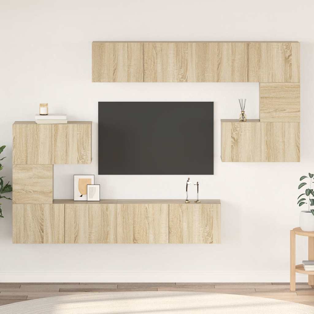 Conjunto móveis de TV 8pcs derivados de madeira carvalho sonoma