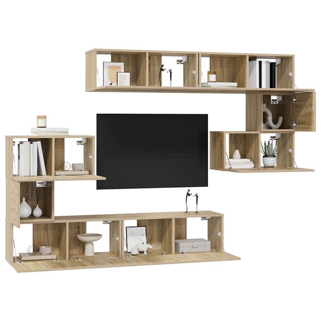 Conjunto móveis de TV 8pcs derivados de madeira carvalho sonoma