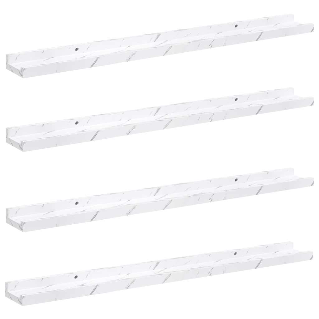 Prateleira de parede montagem na parede 4 unid. mármore branco