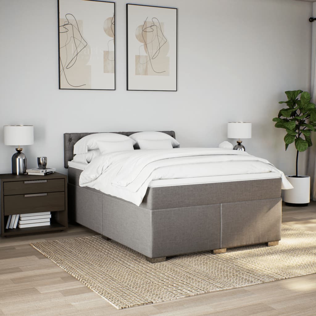 Cama com molas/colchão 140x190 cm tecido castanho-acinzentado