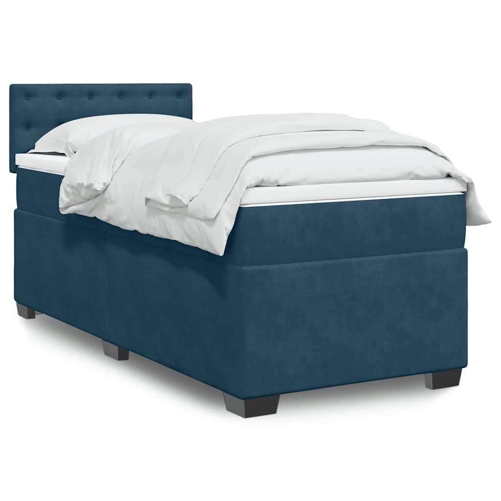 Cama com molas/colchão 80x200 cm veludo azul-escuro
