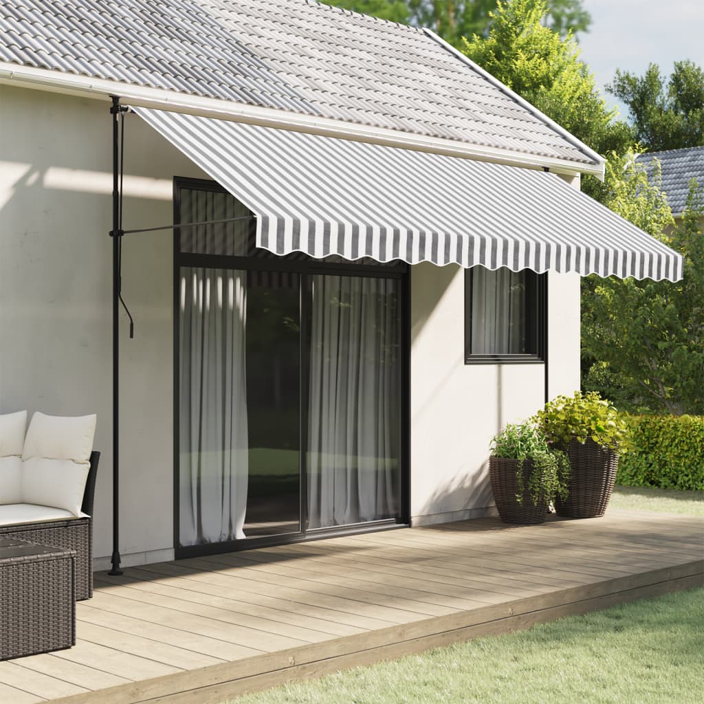 Tecido de substituição para sanefa de toldo 400 cm riscas antracite/branco