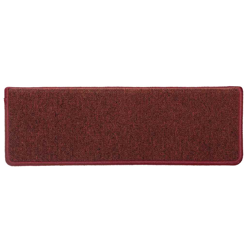 Tapetes de escada 30 peças 65x21x4 cm bordô com borda retangular
