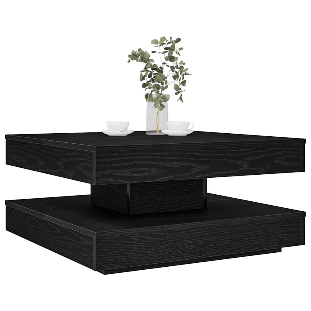 Mesa de centro rotativa a 360 graus 70x70x34,5 cm preto