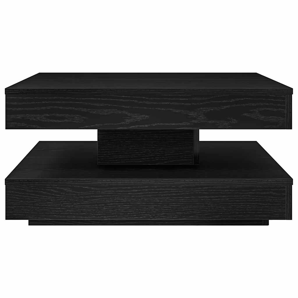Mesa de centro rotativa a 360 graus 70x70x34,5 cm preto
