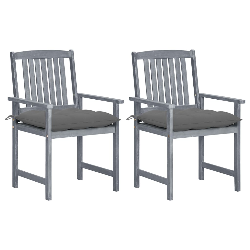 Cadeiras de jardim com almofadões 2 pcs acácia maciça cinza