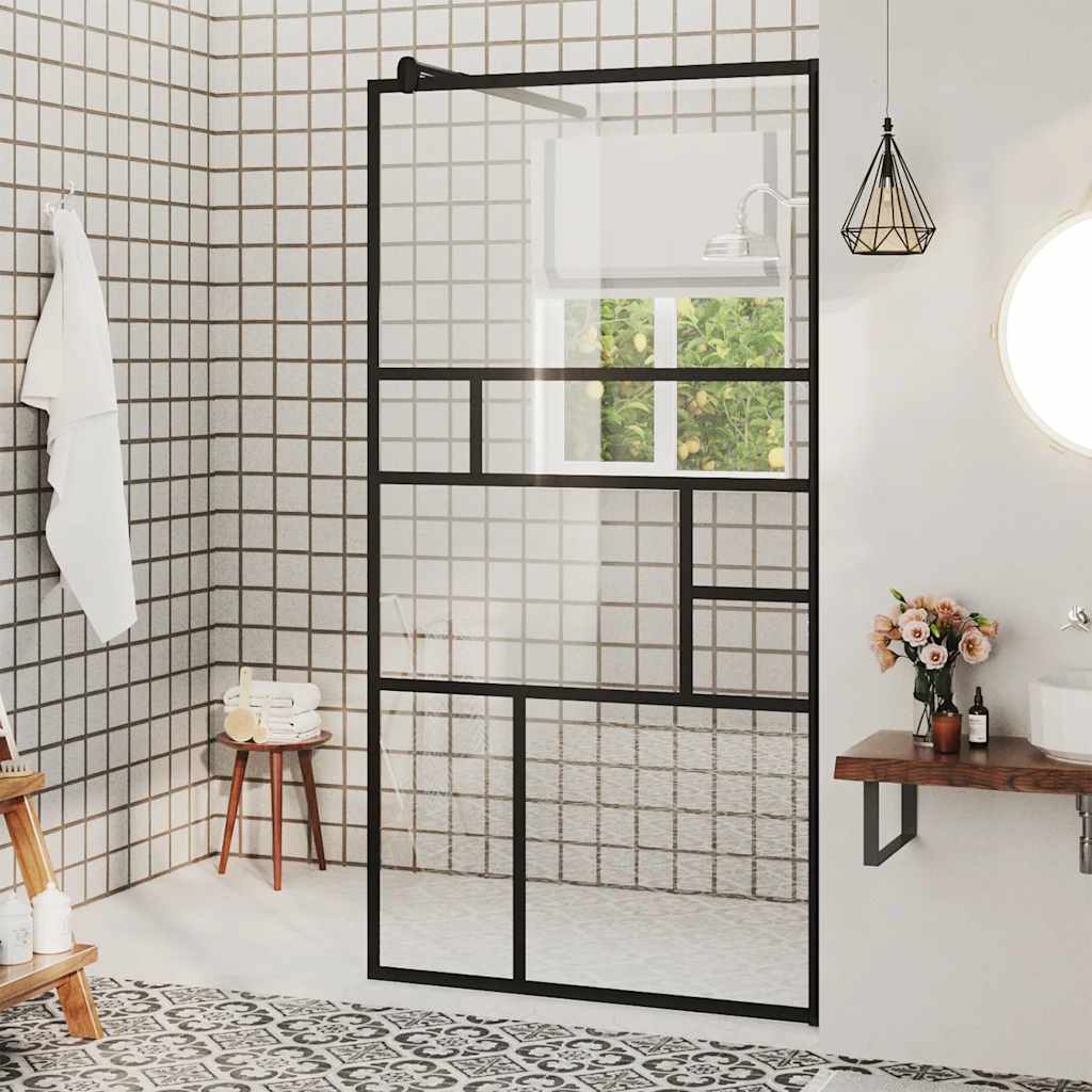 Divisória de chuveiro 80x195 cm vidro transparente esg preto