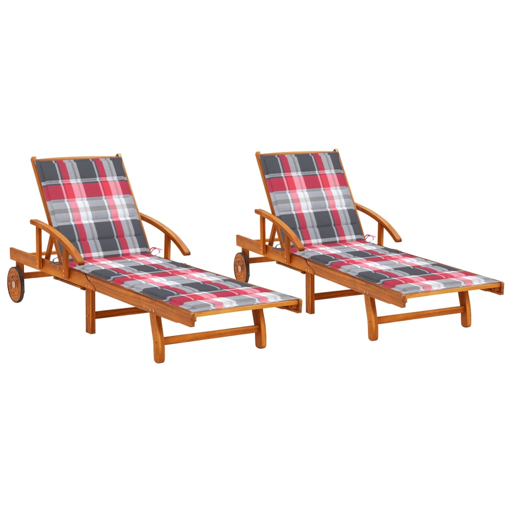 Espreguiçadeiras com almofadões 2 pcs madeira de acácia maciça