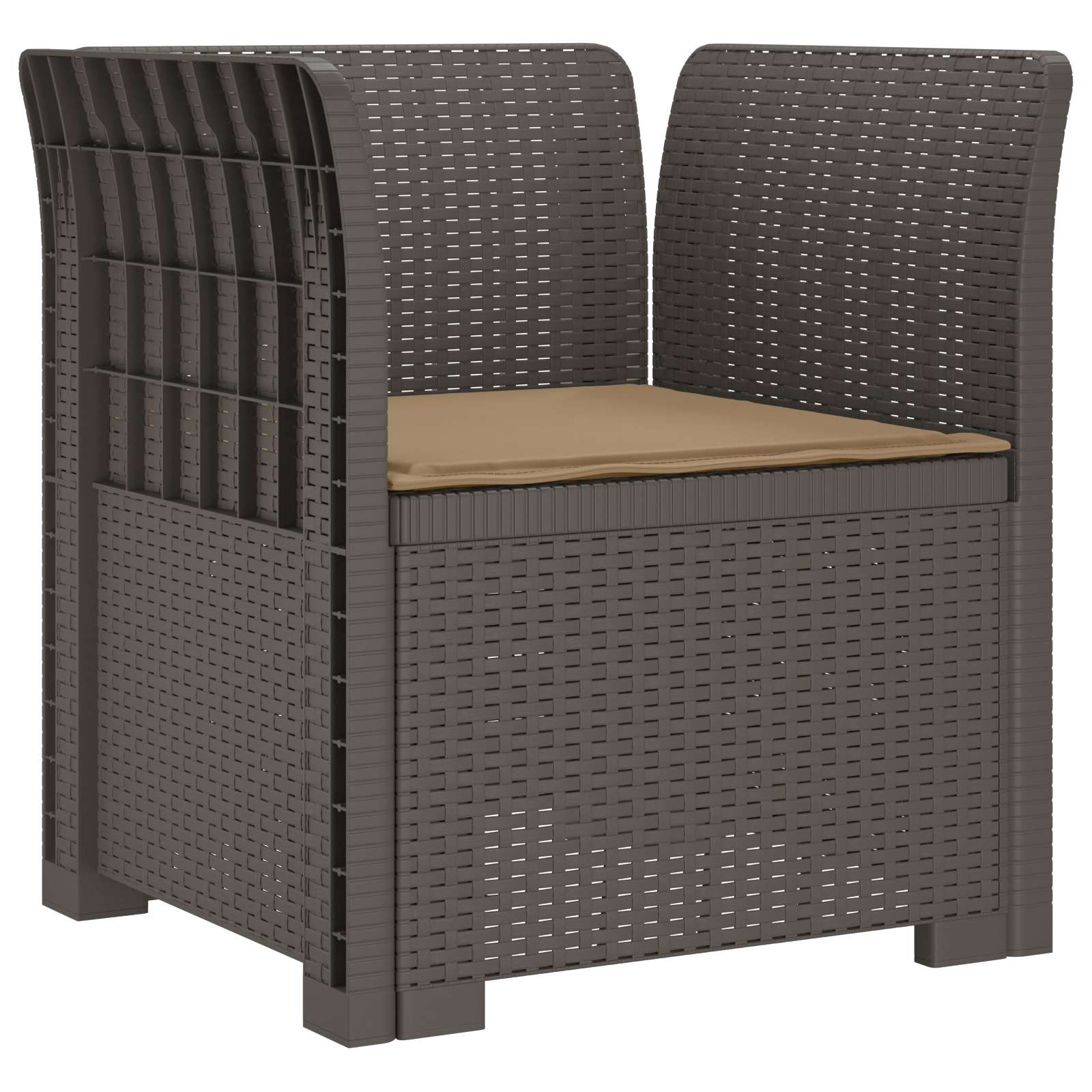 Poltrona 1 lugar com almofada look rattan PP cinzento-claro