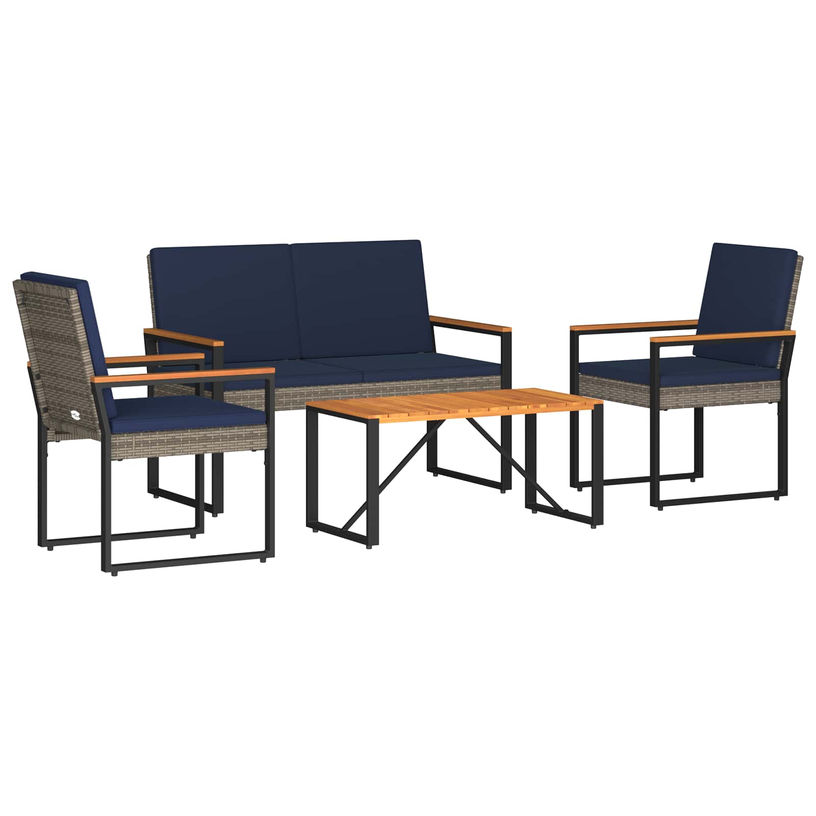 Conjunto de móveis para exterior 4 unid. cinza e azul marinho