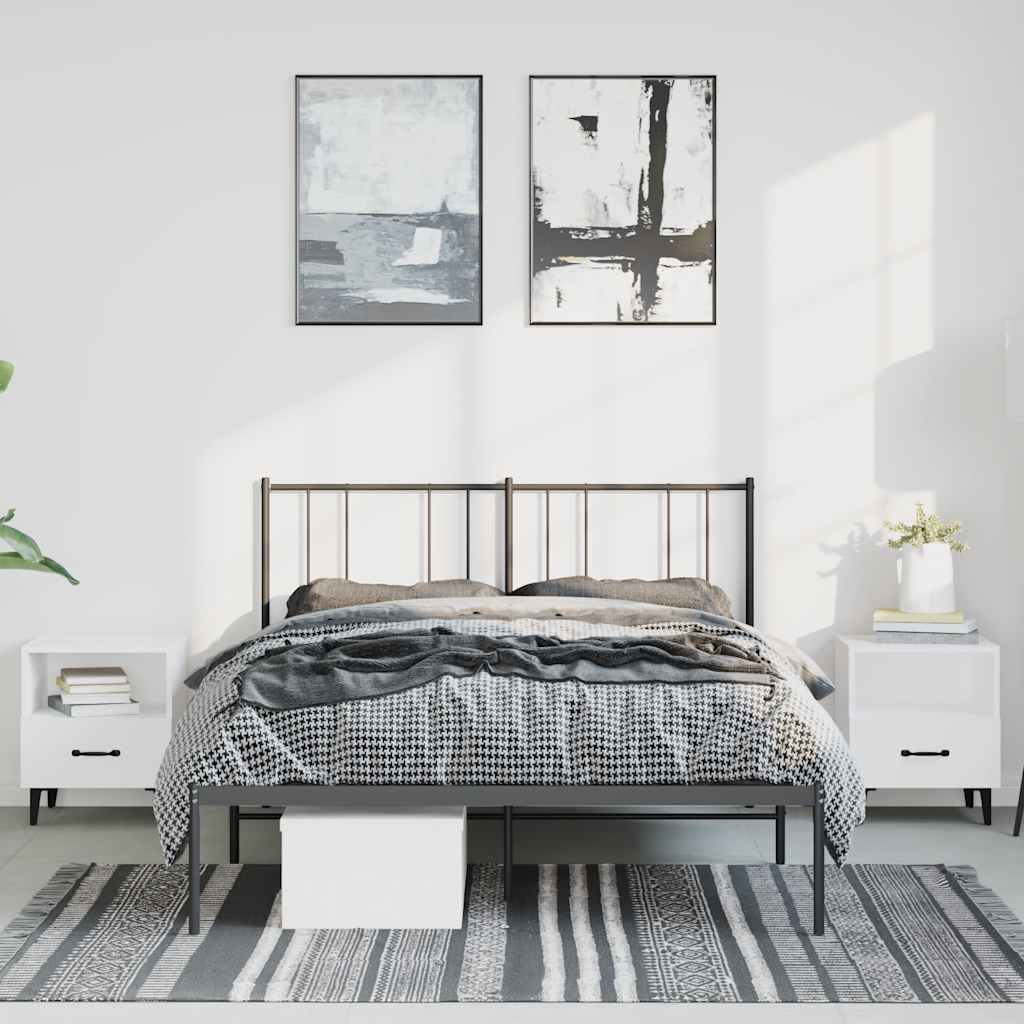 Estrutura de cama com cabeceira 135x190 cm metal preto