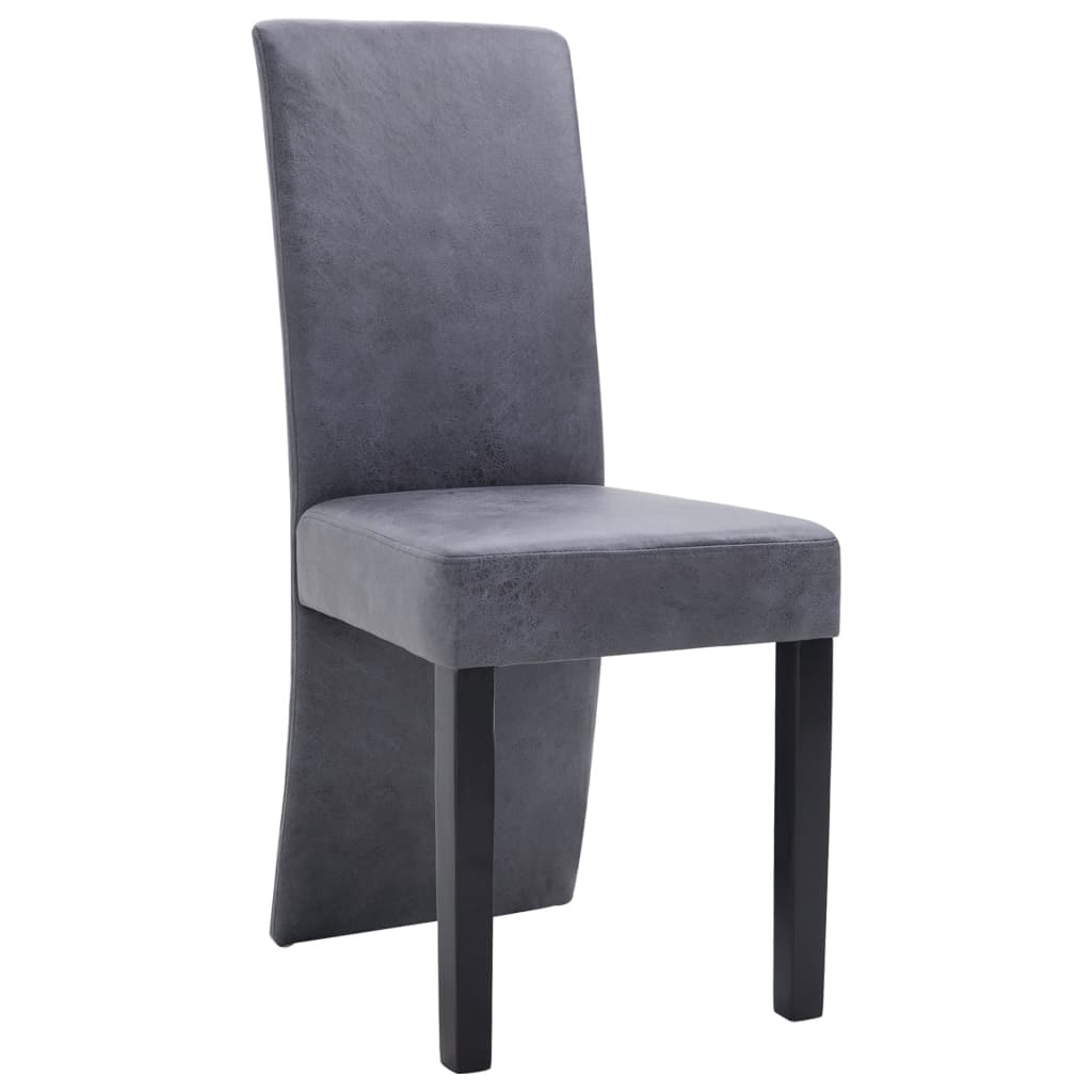 Cadeiras de jantar 4 pcs camurça artificial cinzento