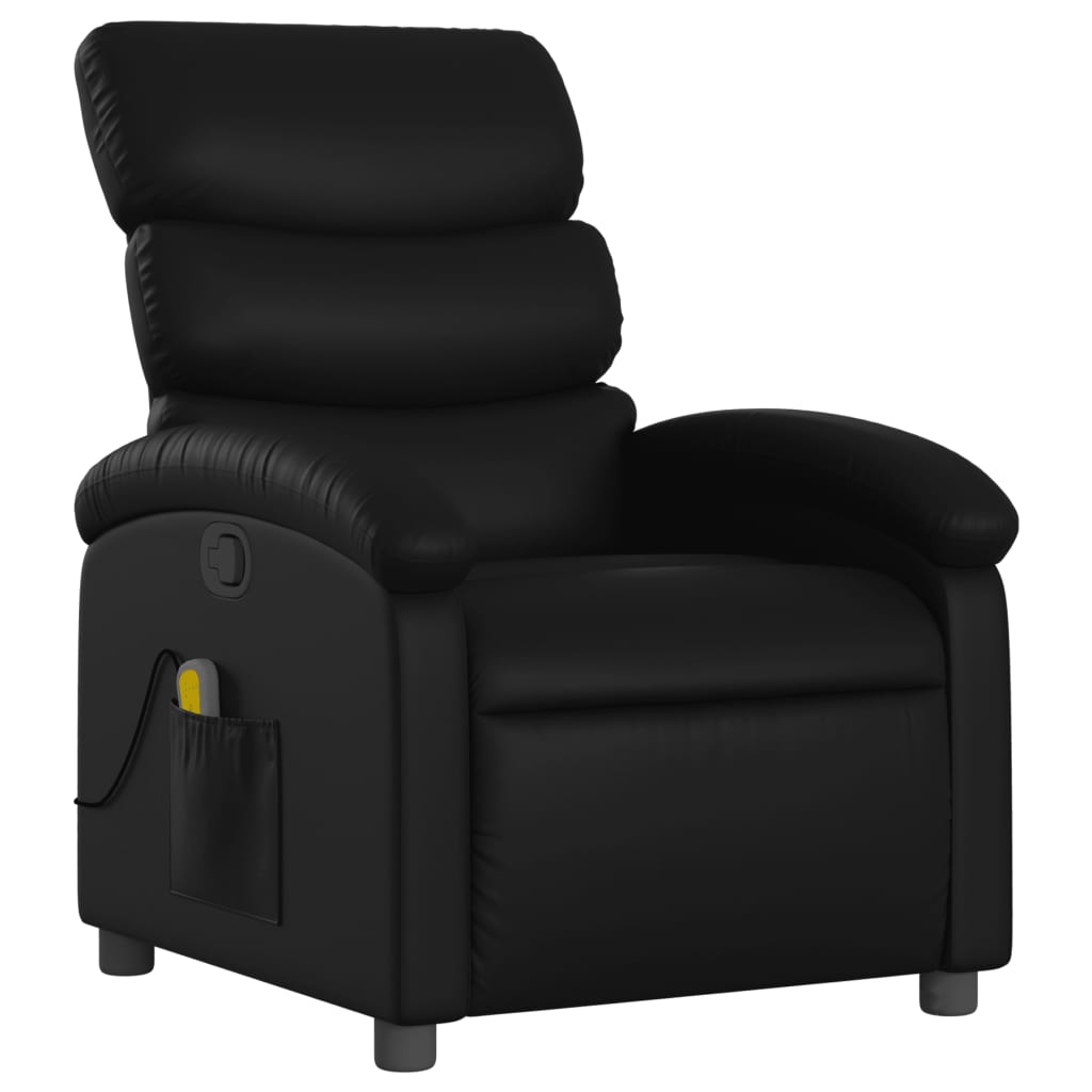 Poltrona de massagem reclinável em couro sintético preto