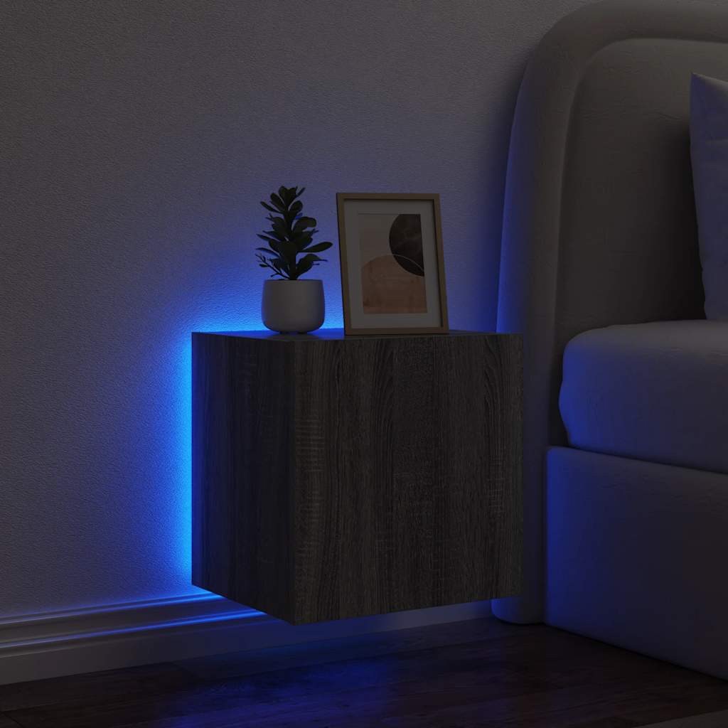 Móvel de parede p/ TV c/ luzes LED 40,5x35x40cm cinzento sonoma