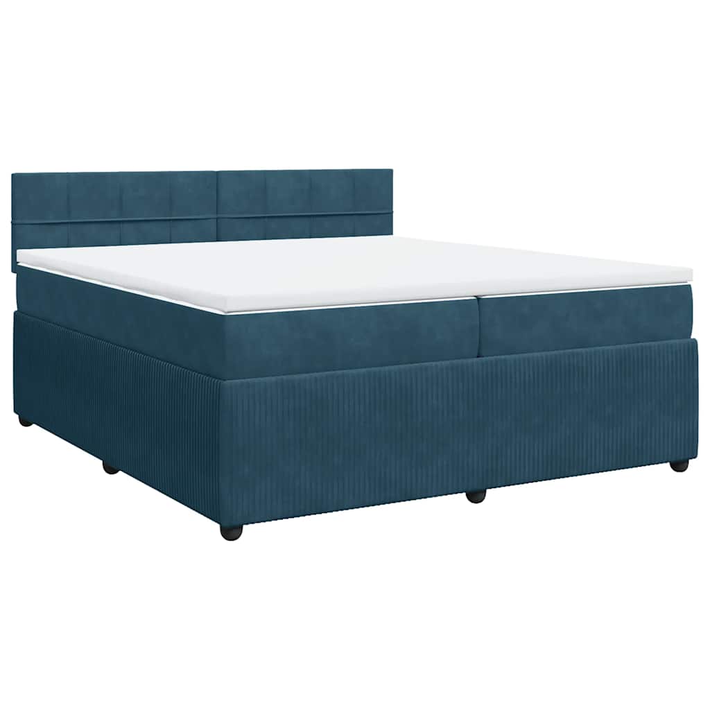 Cama com molas/colchão 200x200 cm veludo azul