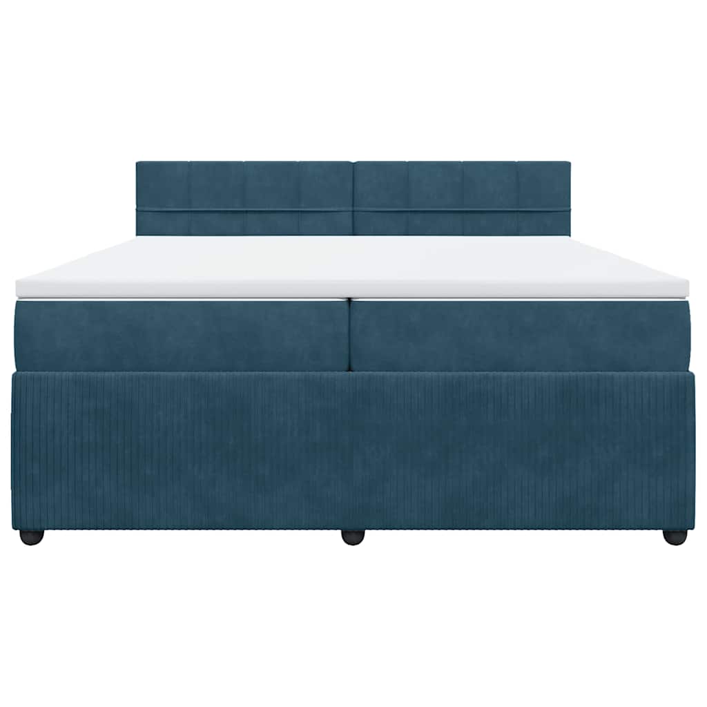 Cama com molas/colchão 200x200 cm veludo azul