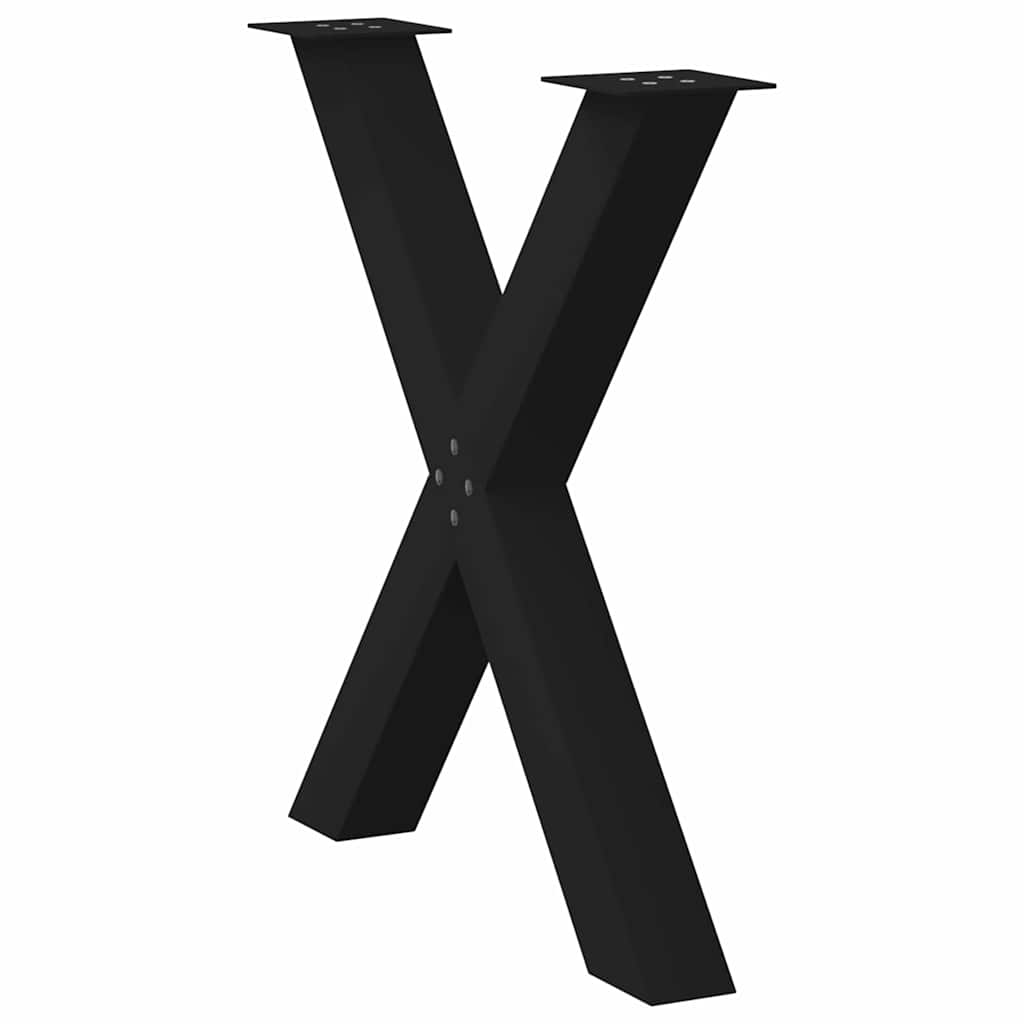 Pés para mesa de jantar em formato de x, 3 peças, preto, 70x(72-73) cm, aço