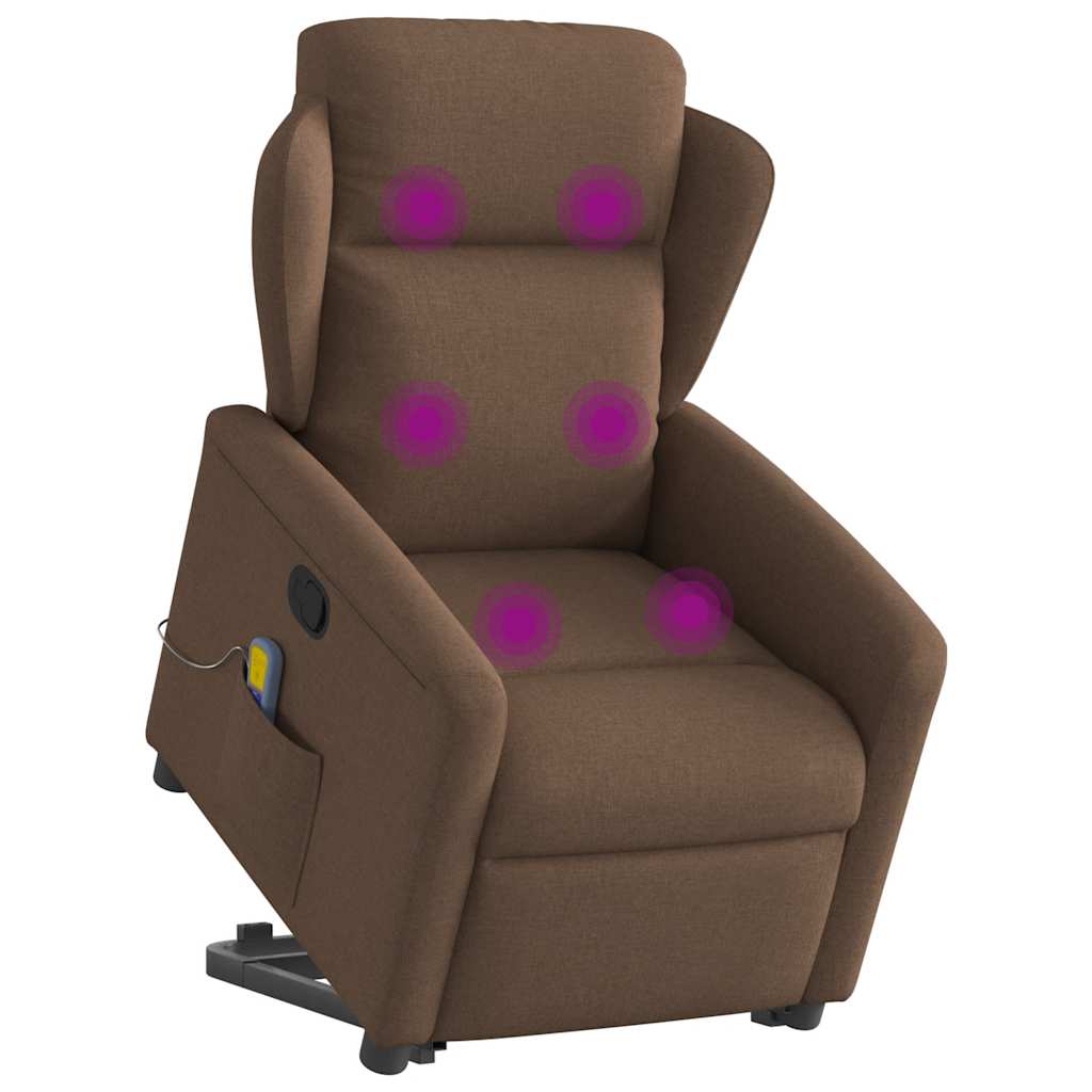 Poltrona reclinável massagens tecido castanho