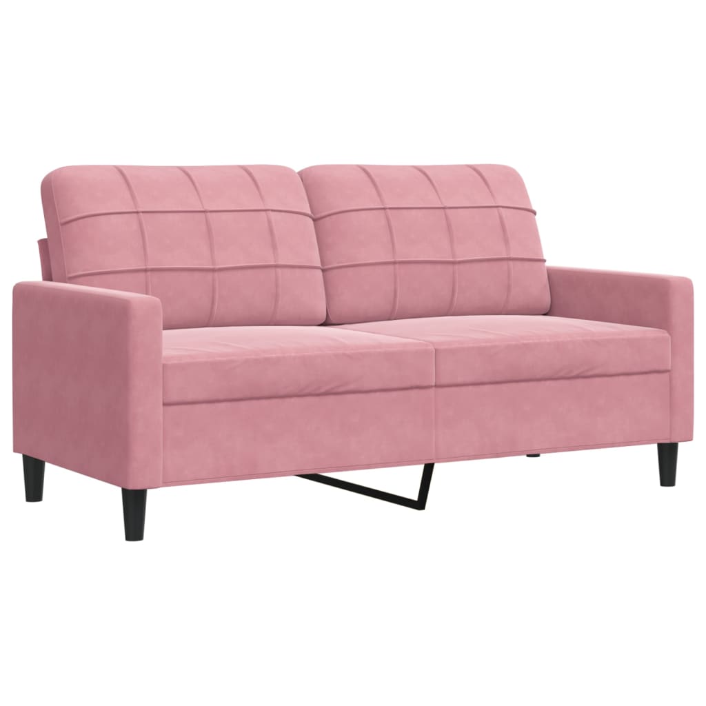 2 Pcs conjunto de sofás com almofadões veludo rosa