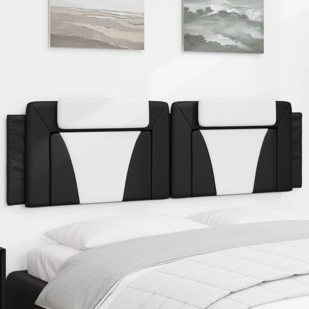 Almofadão de cabeceira viana 180 cm couro artificial preto e branco