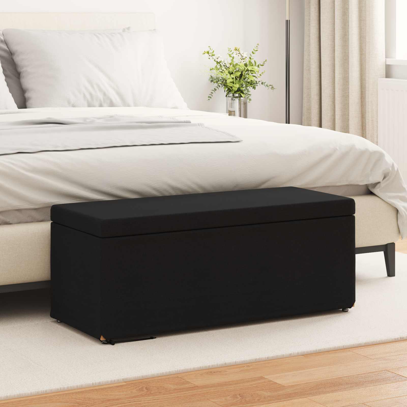 Banqueta preto 101 x 41 x 40 cm tecido e madeira engenharia