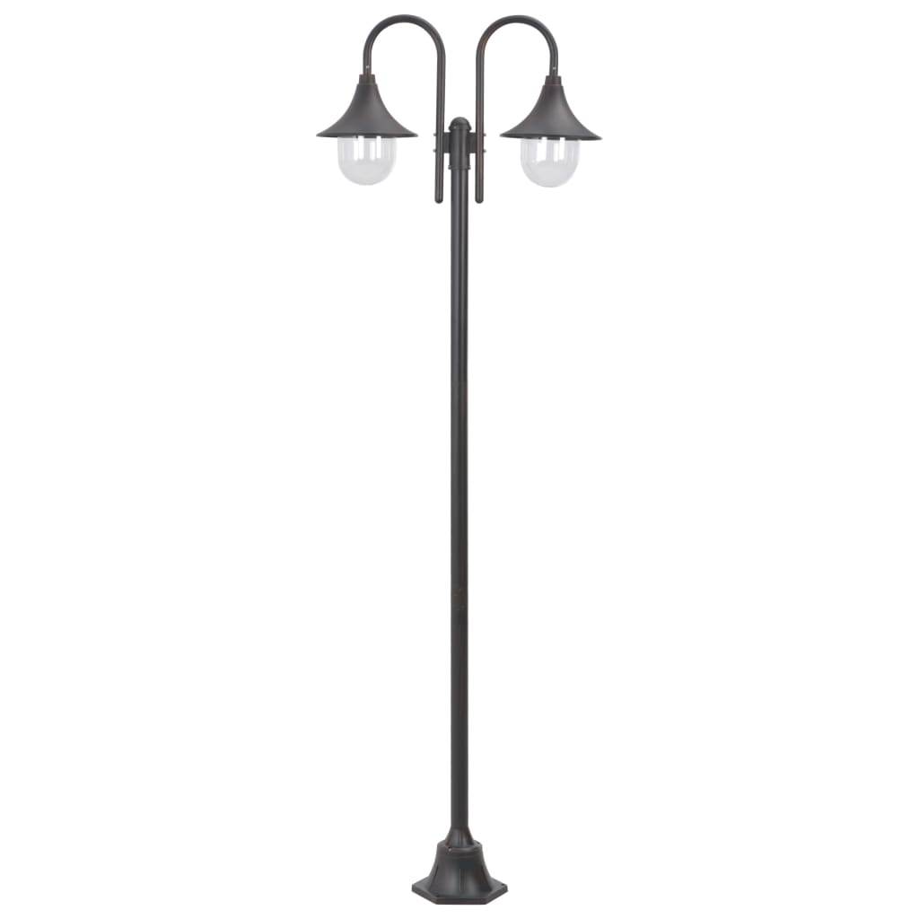 Candeeiro de pé p/ jardim c/ 2 braços e27 220cm alumínio bronze