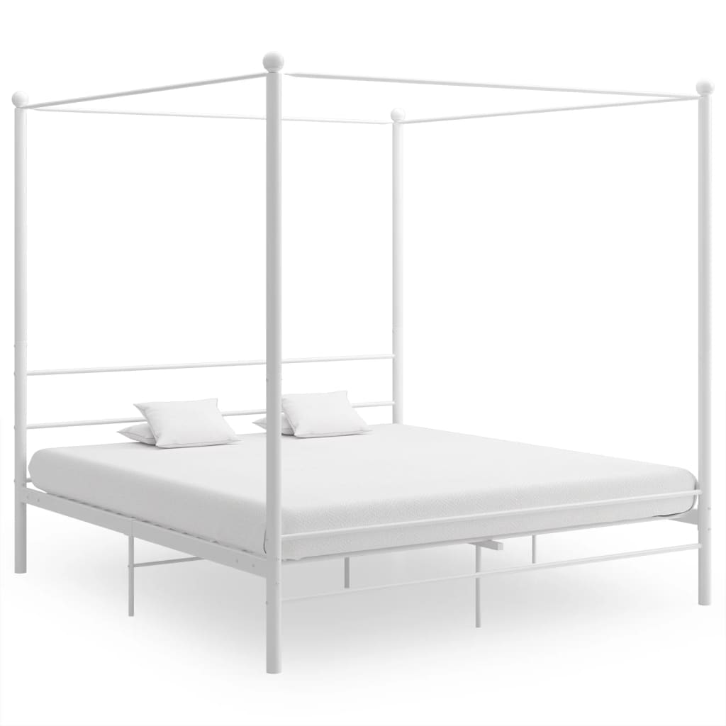 Estrutura de cama com dossel 180x200 cm metal branco