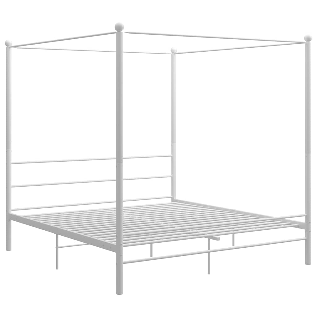 Estrutura de cama com dossel 180x200 cm metal branco