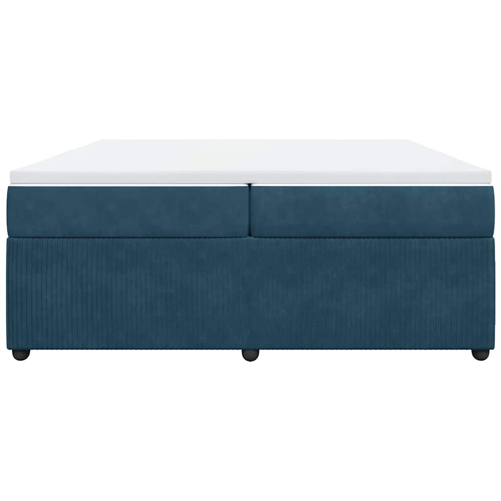 Cama com molas/colchão 200x200 cm veludo azul-escuro