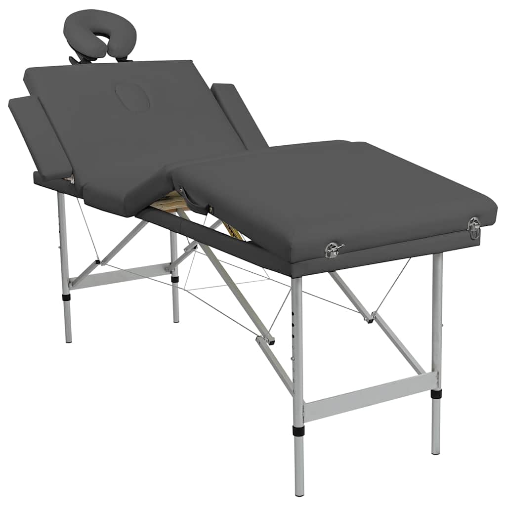 Mesa massagens c/ 4 zonas estrutura alumínio 186x68cm antracite
