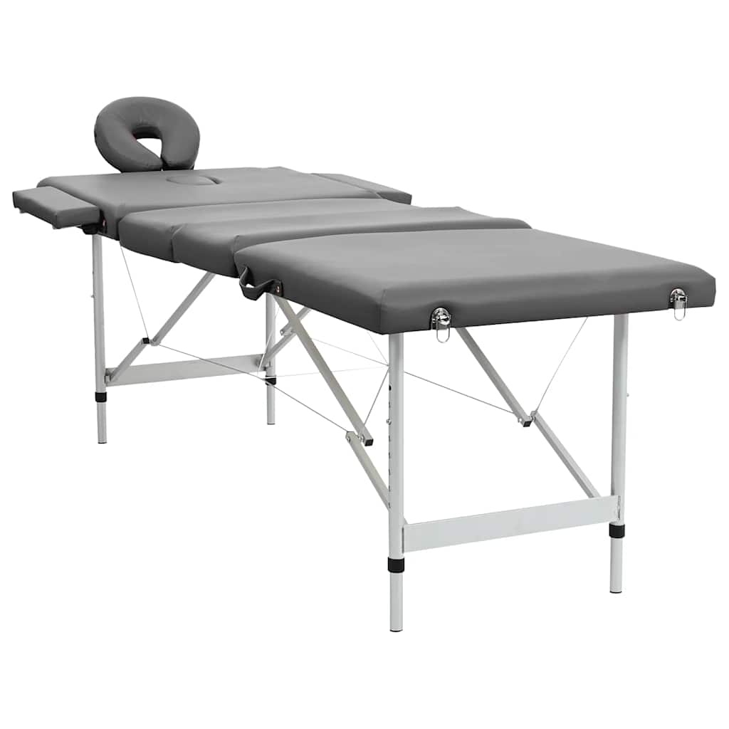 Mesa massagens c/ 4 zonas estrutura alumínio 186x68cm antracite