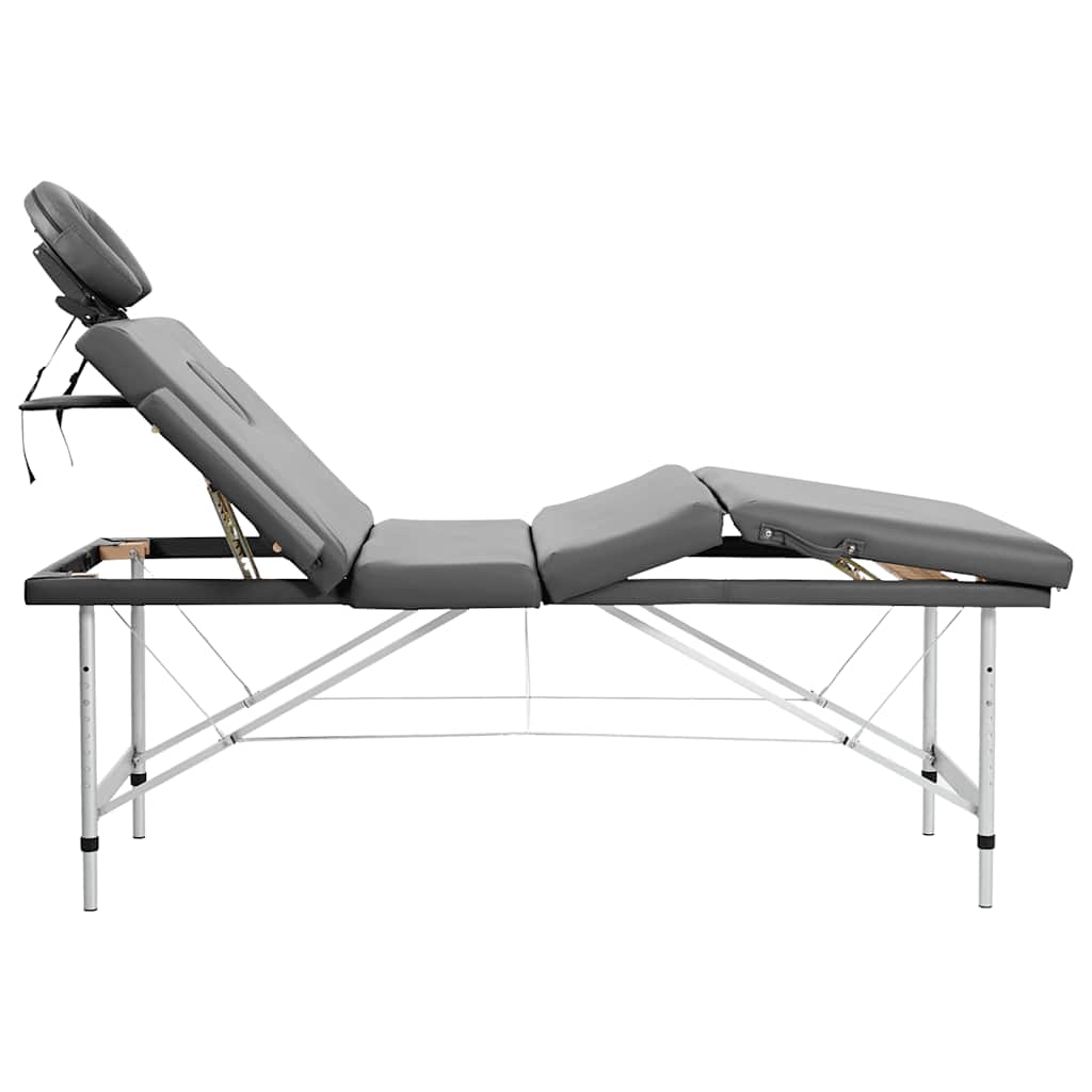Mesa massagens c/ 4 zonas estrutura alumínio 186x68cm antracite
