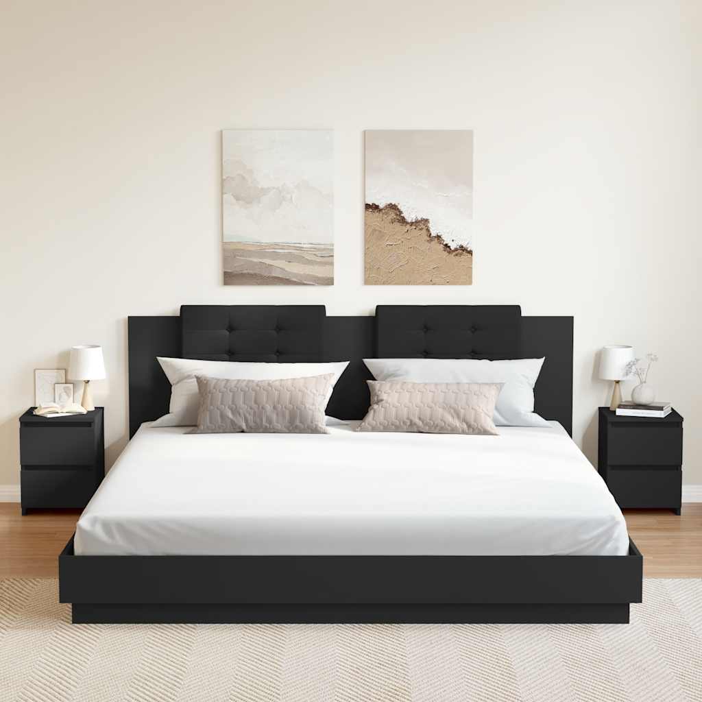 Mesas de cabeceira 2 pcs 30x30x40 cm contraplacado preto