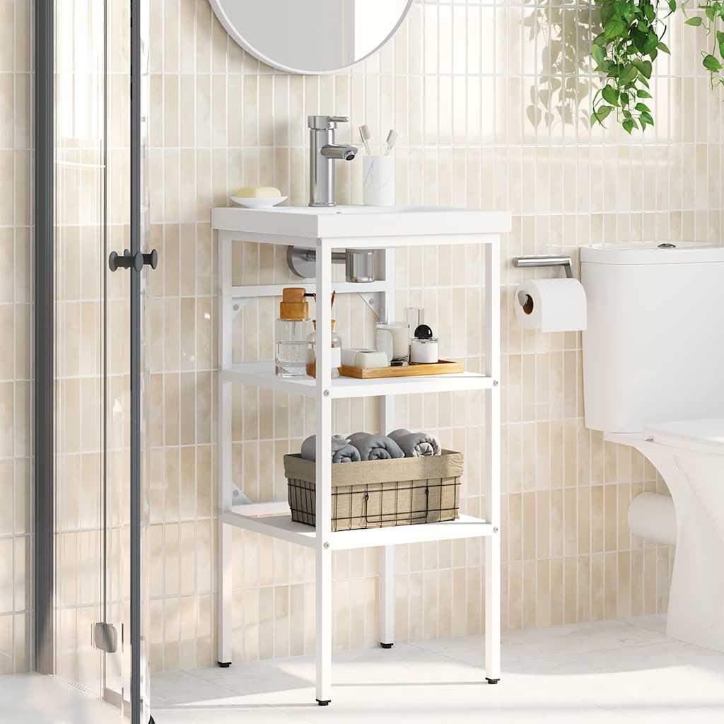 Estrutura p/ lavatório casa de banho ferro 40x38x83 cm branco