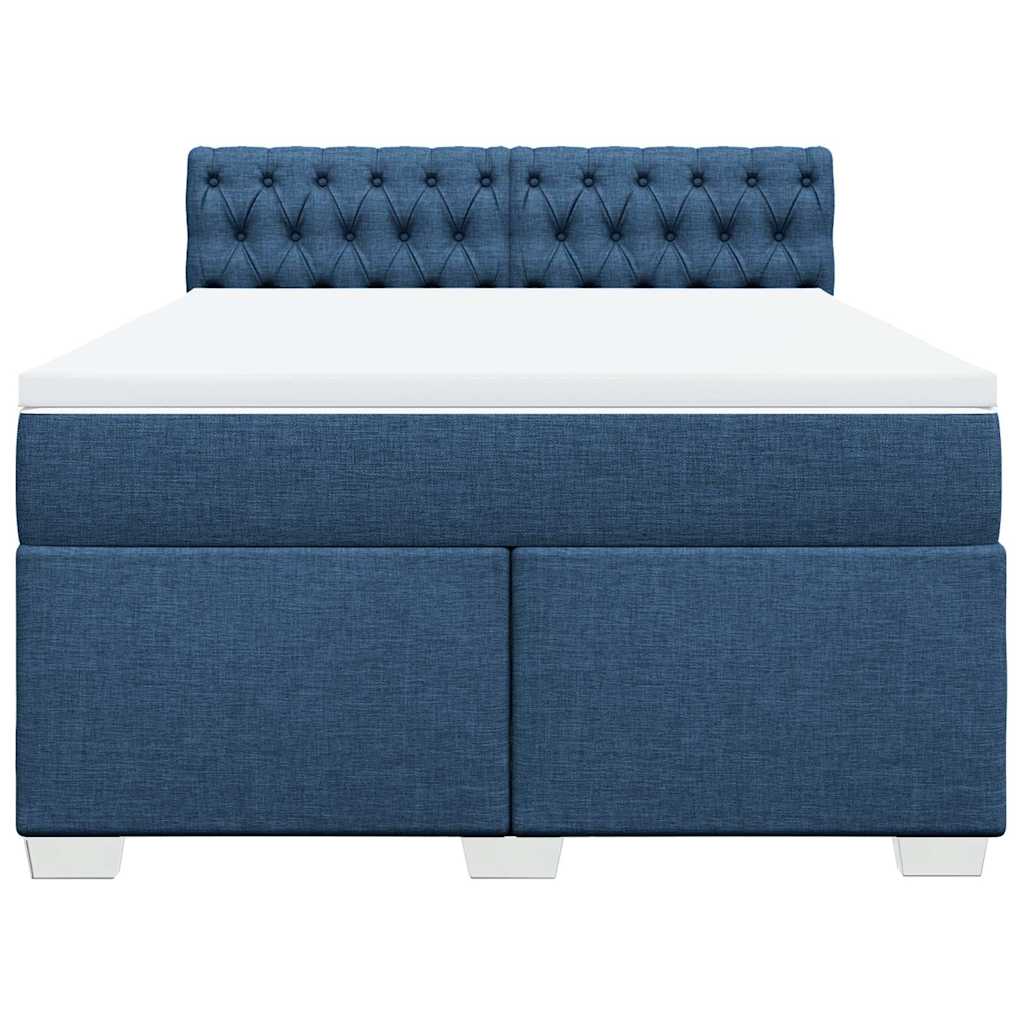 Cama com molas/colchão 140x190 cm tecido azul