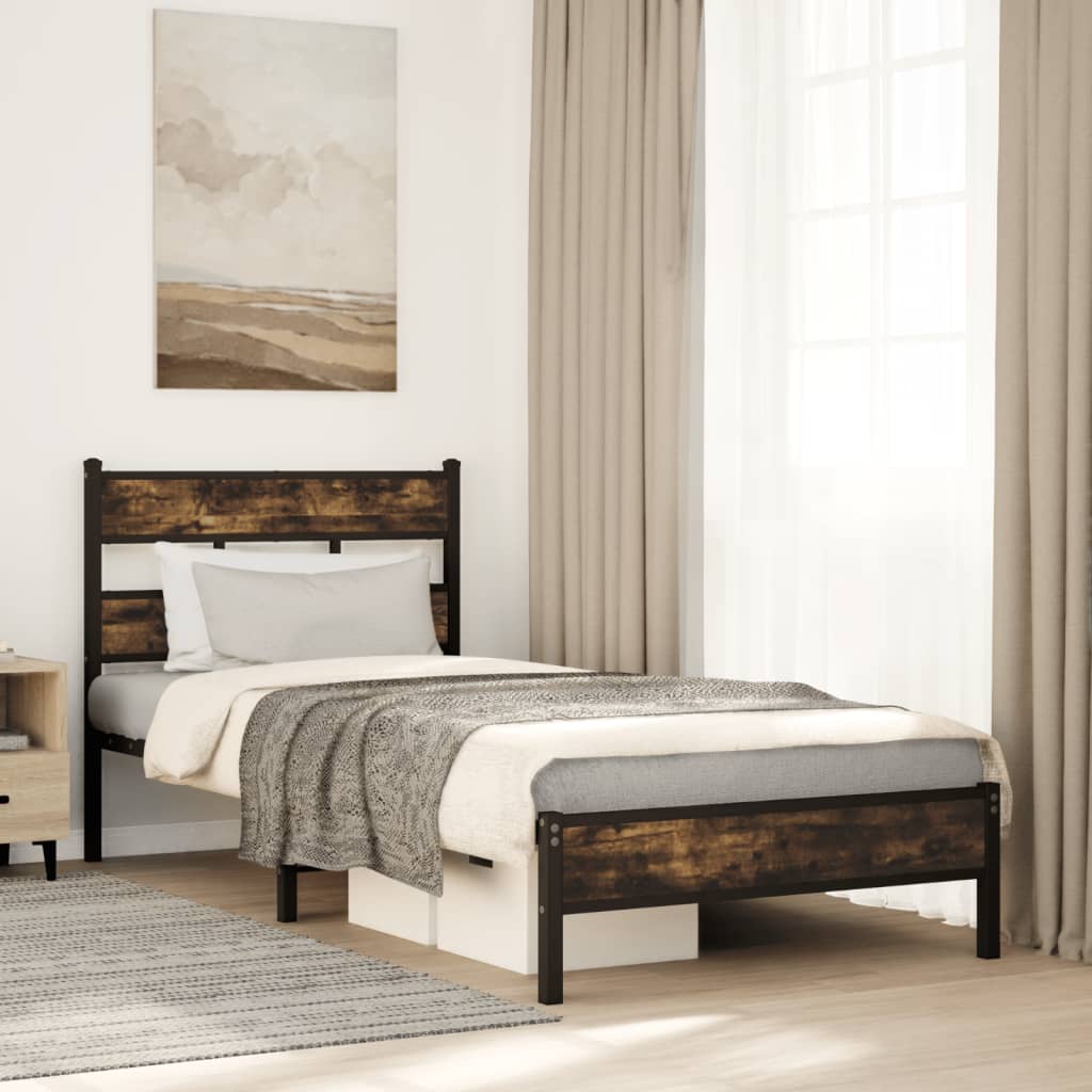 Cama sem colchão com cabeceira 75x190 cm carvalho sonoma