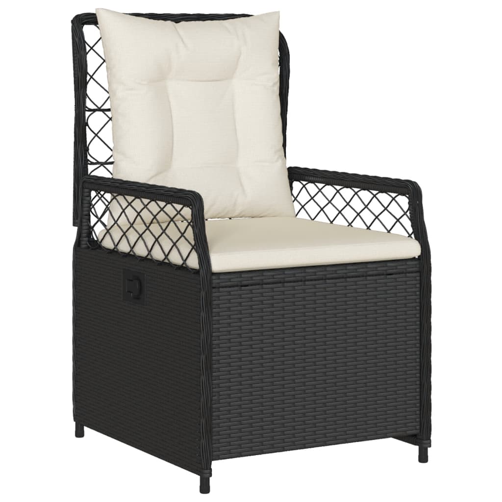 5 Pcs conjunto de jantar p/ jardim c/ almofadões vime PE preto