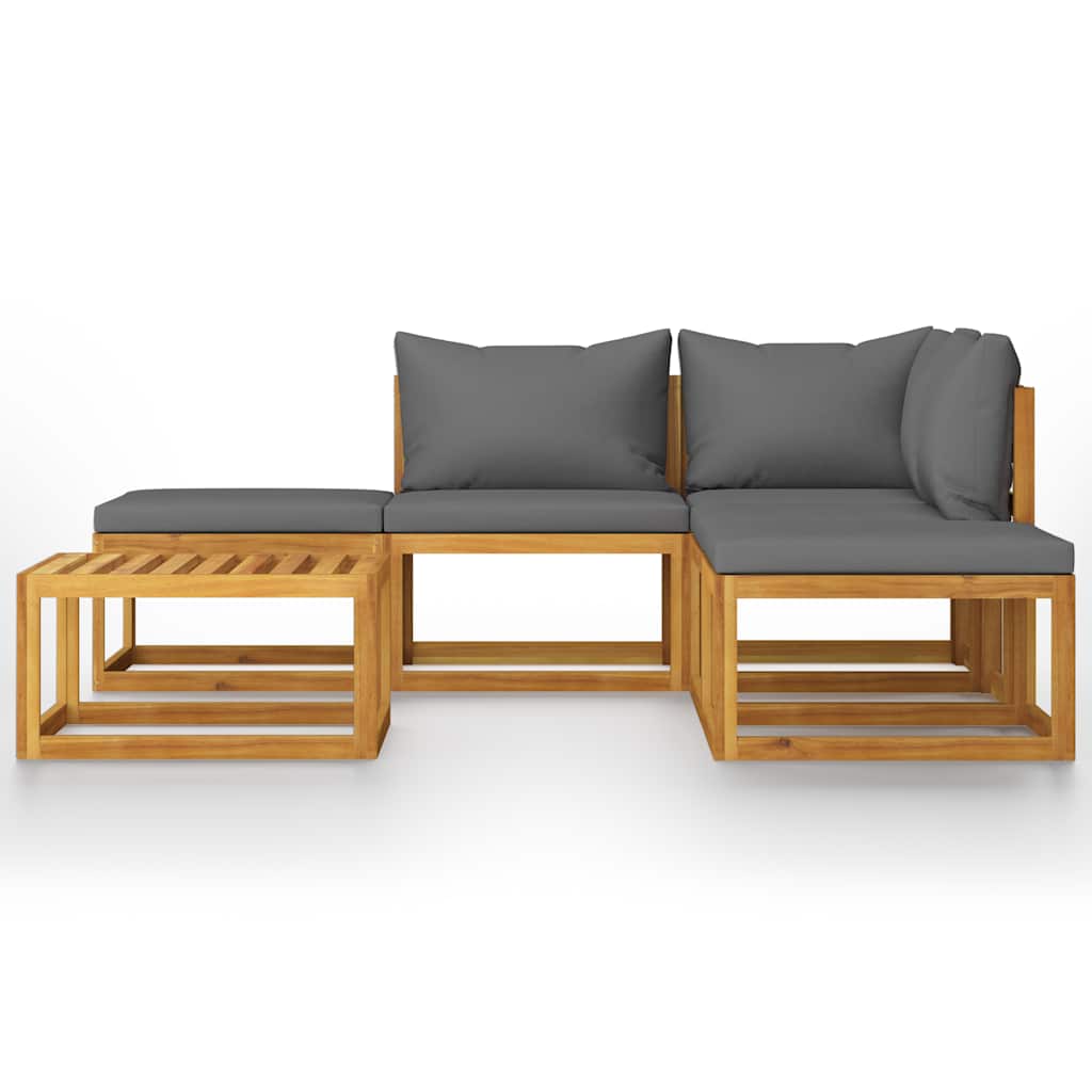 6 Pcs conj. lounge jardim c/ almofadões madeira acácia maciça