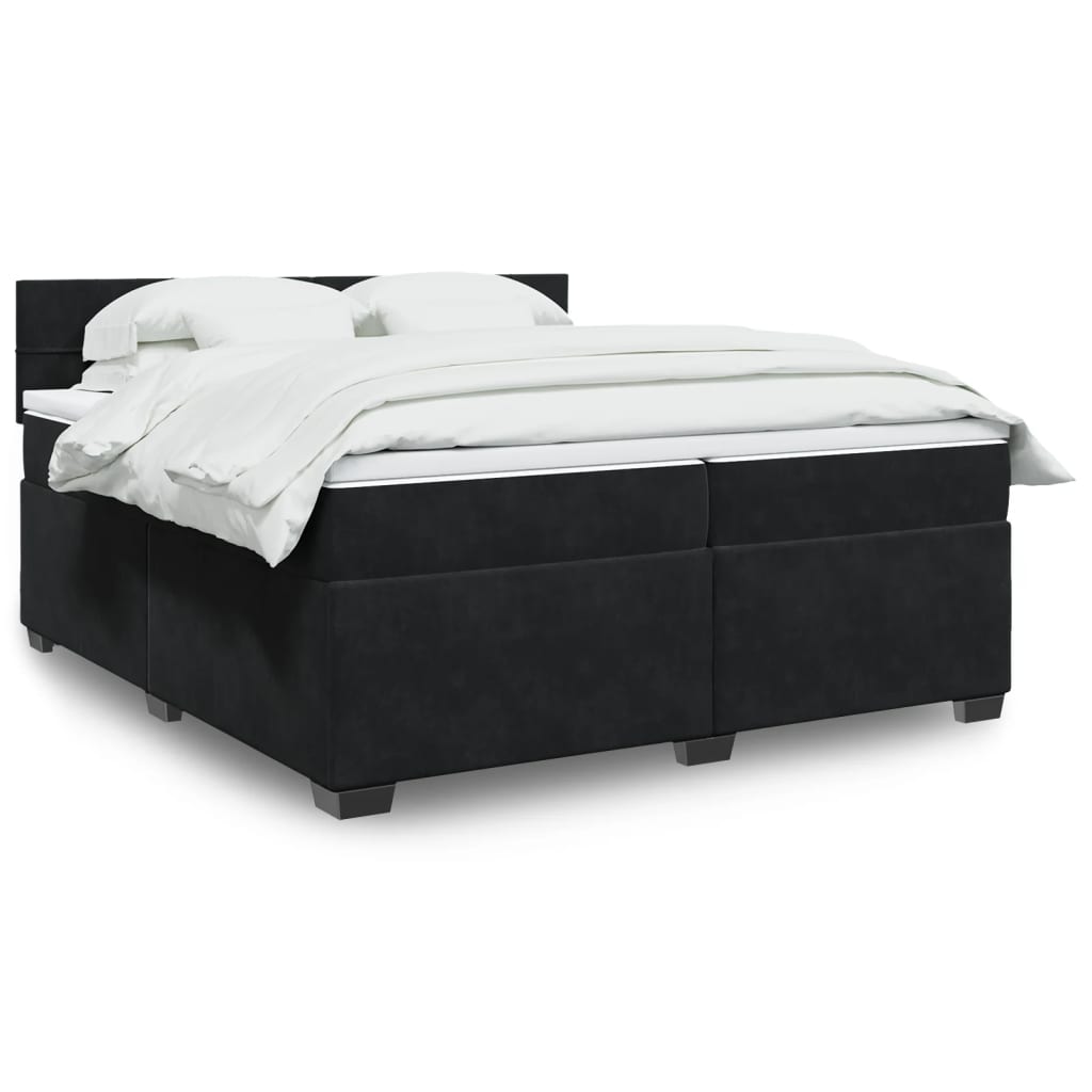 Cama com molas/colchão 200x200 cm veludo preto