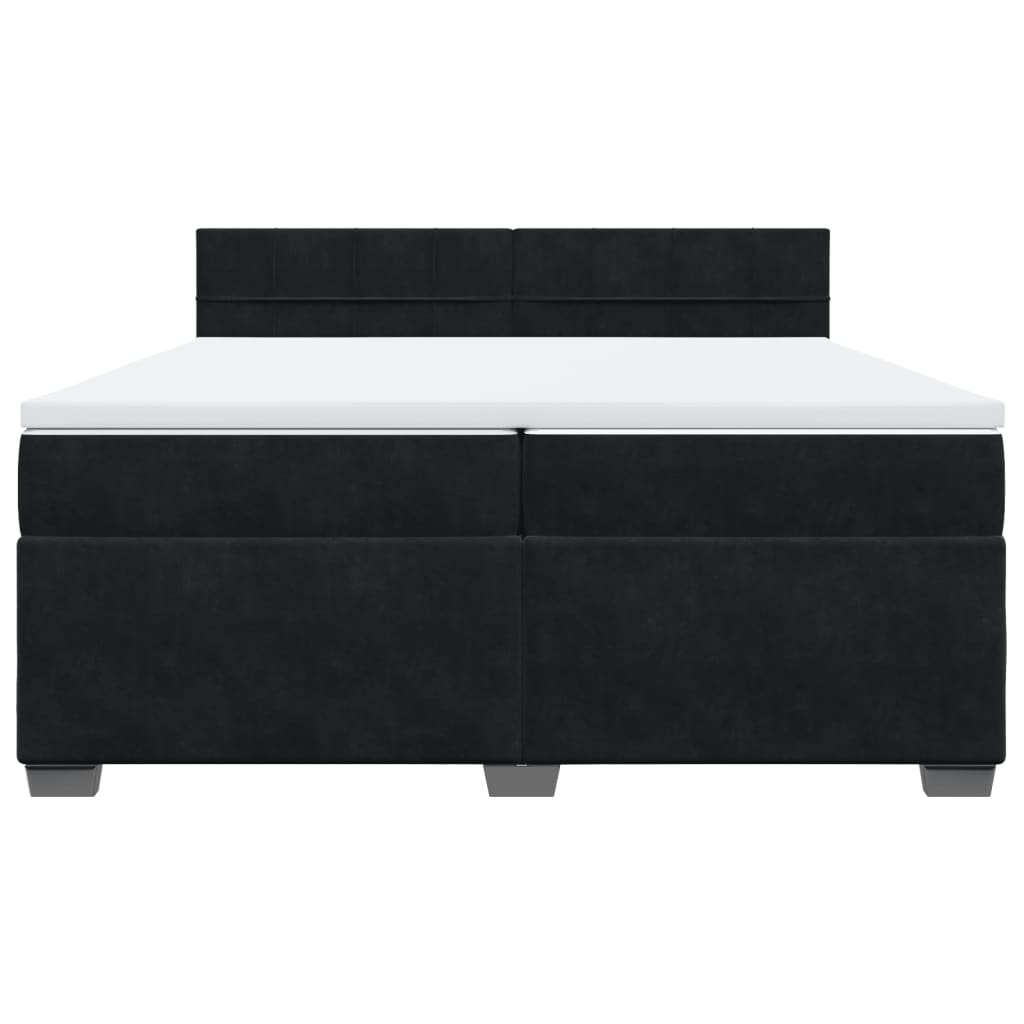 Cama com molas/colchão 200x200 cm veludo preto