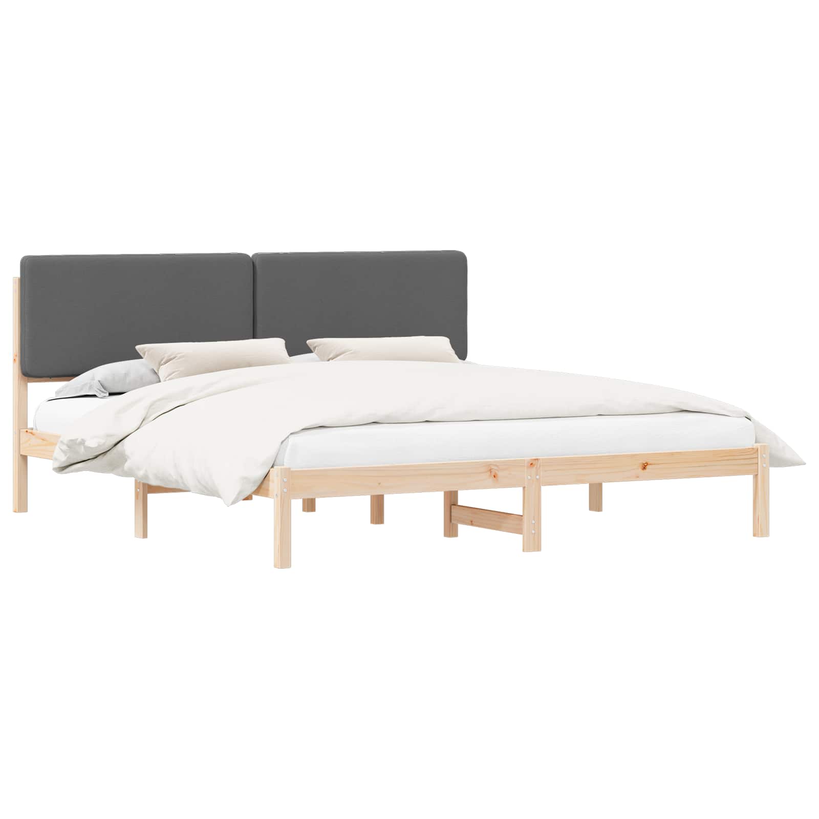 Estrutura de cama com cabeceira estofada cinza escuro