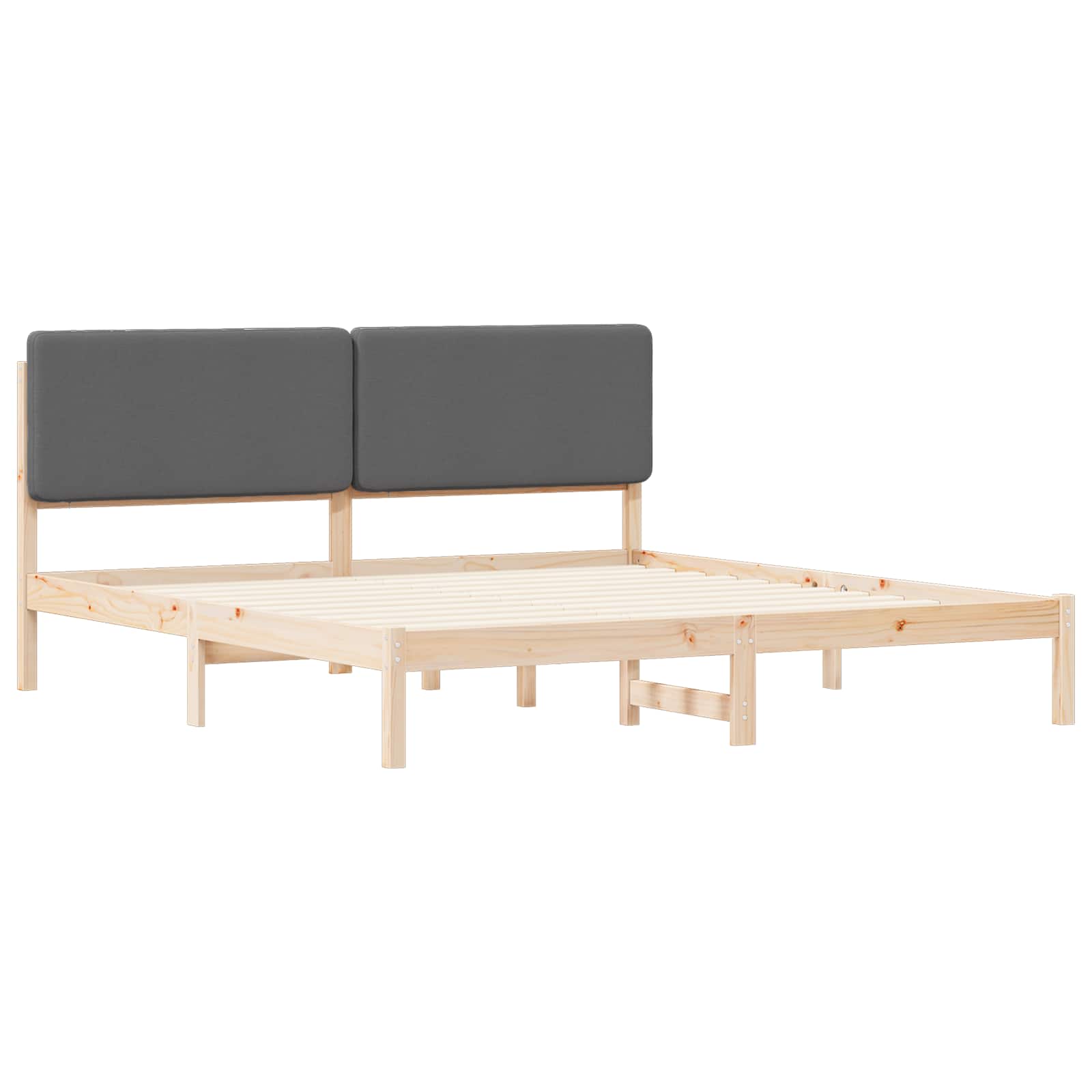 Estrutura de cama com cabeceira estofada cinza escuro