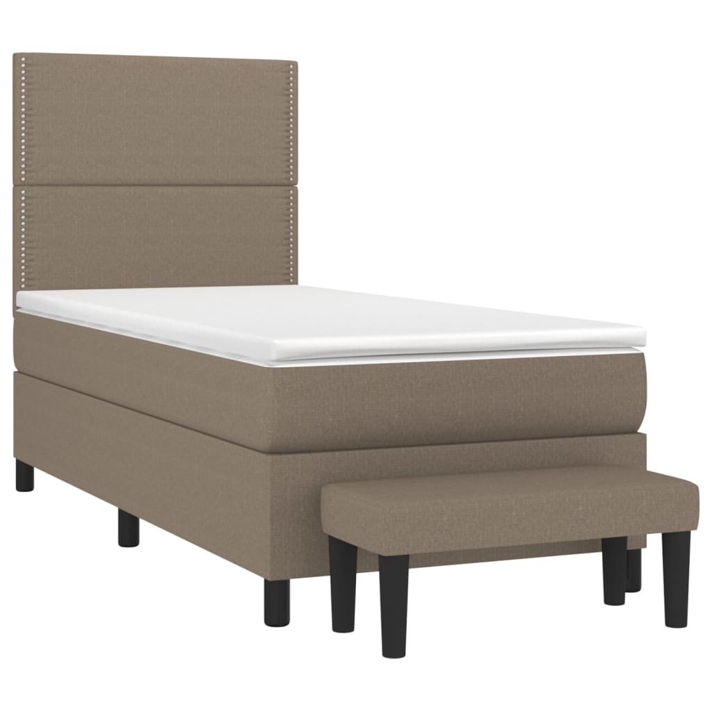 Cama com molas/colchão 100x200 cm tecido cinza-acastanhado