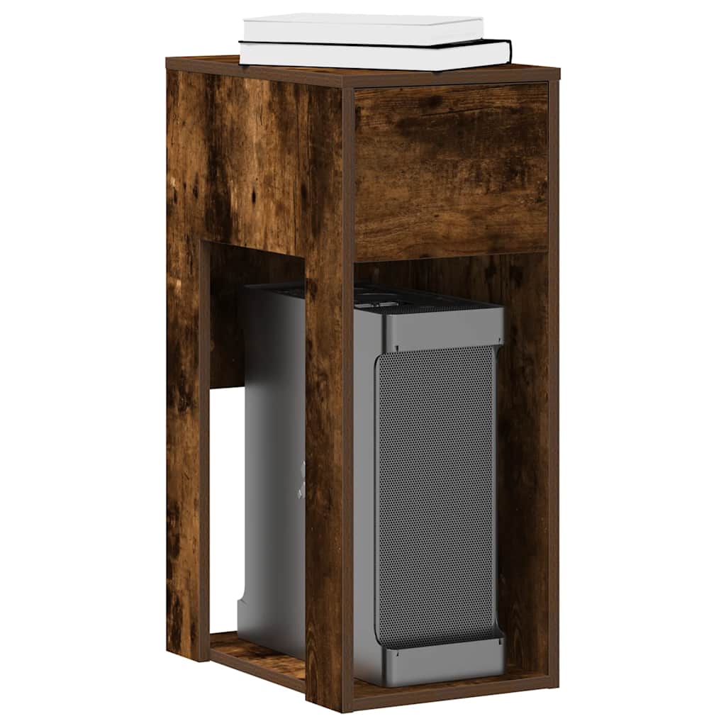 Suporte torre computador com gaveta 30x44x74 cm carvalho fumado