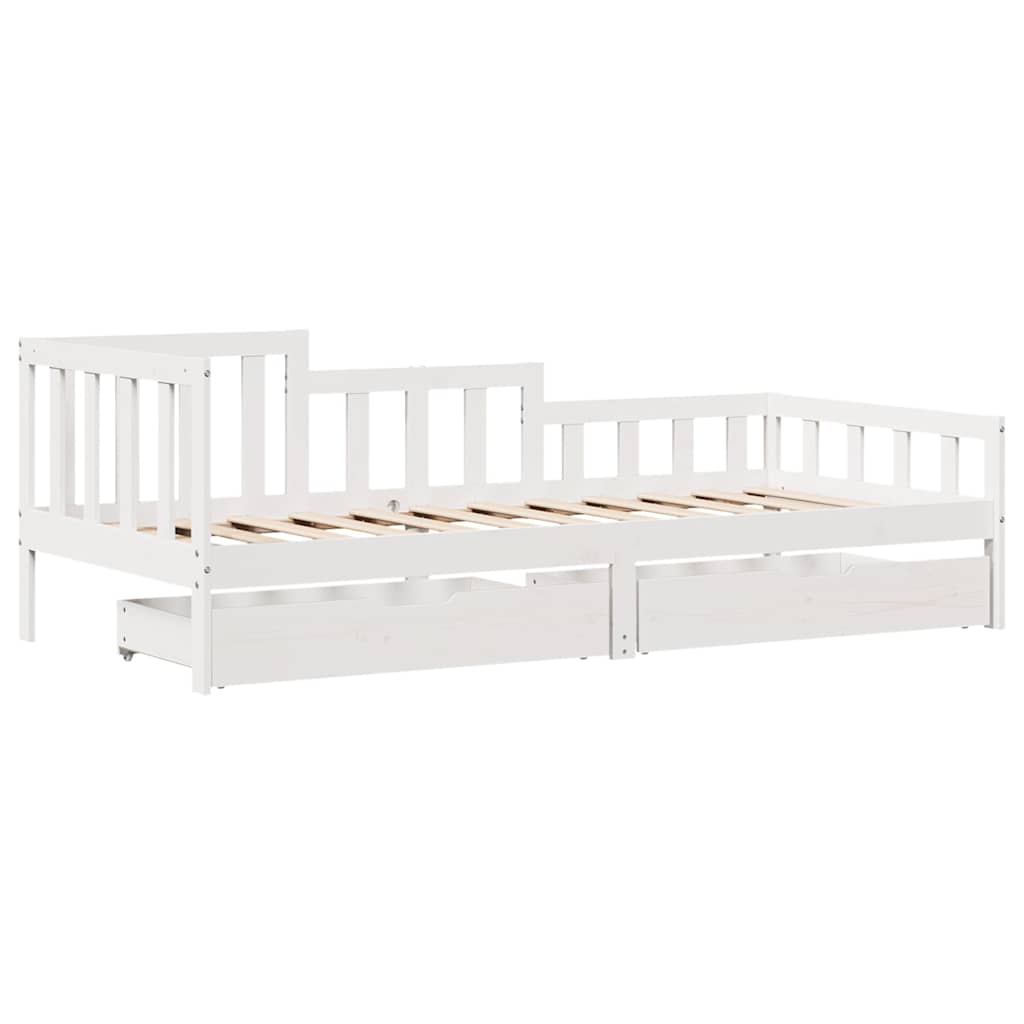 Sofá-cama c/ gavetas 90x200cm madeira de pinho maciça branco