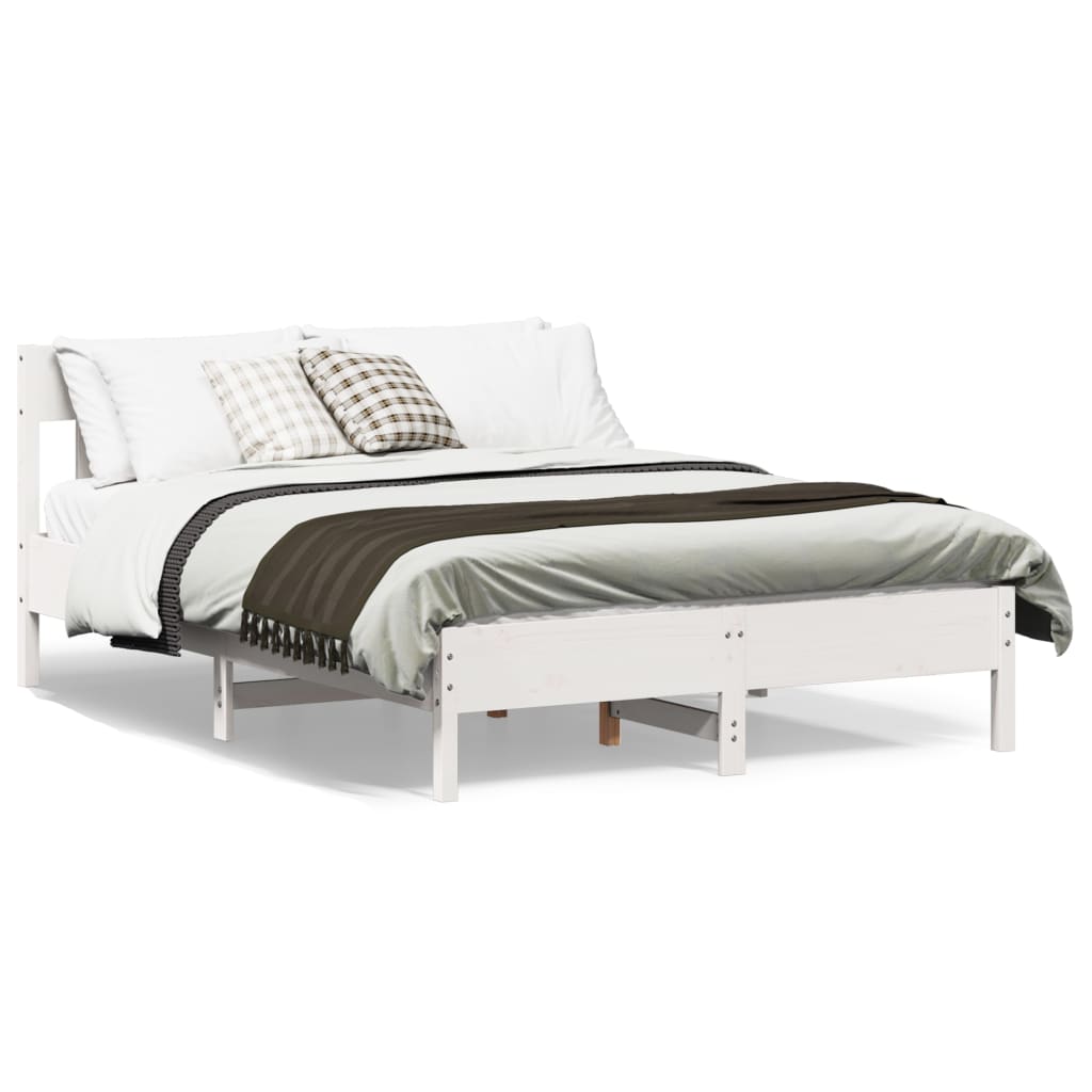 Cama sem colchão 120x190 cm madeira de pinho maciça branco