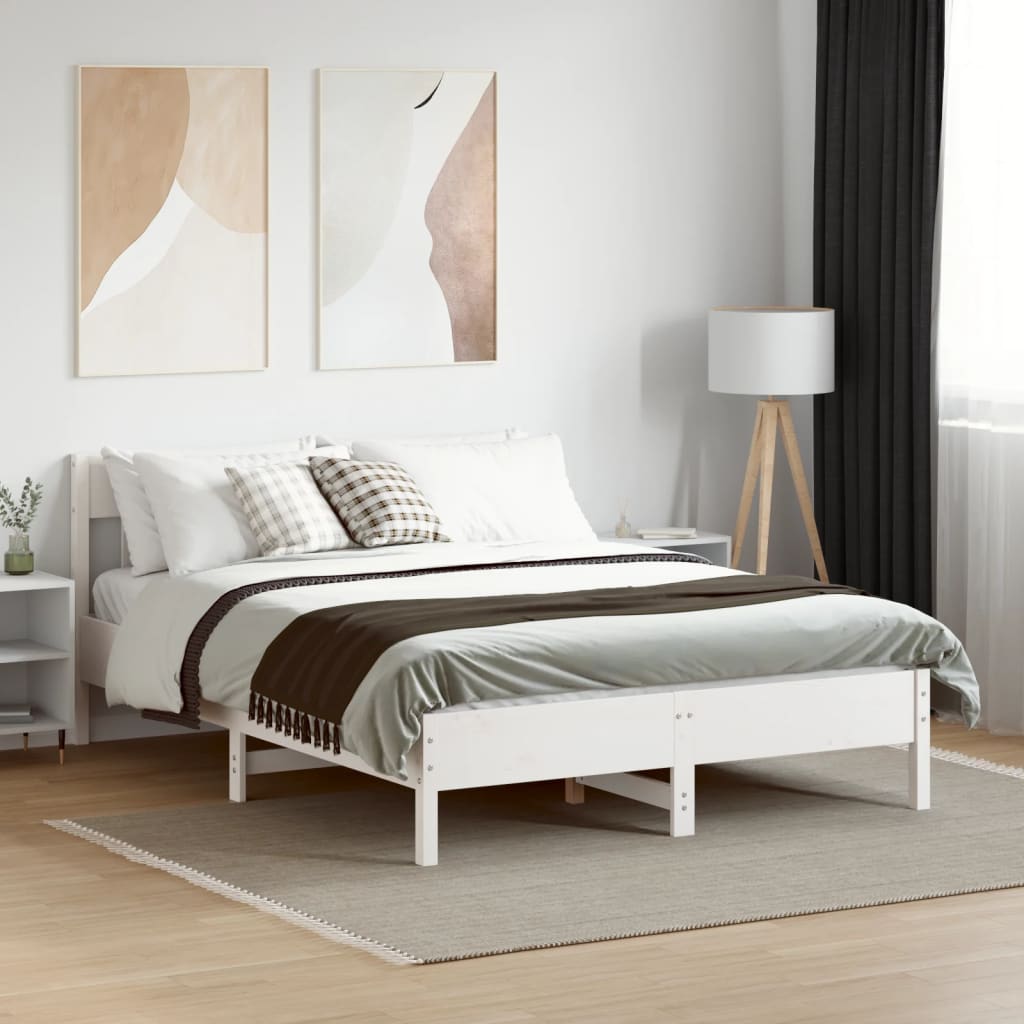 Cama sem colchão 120x190 cm madeira de pinho maciça branco